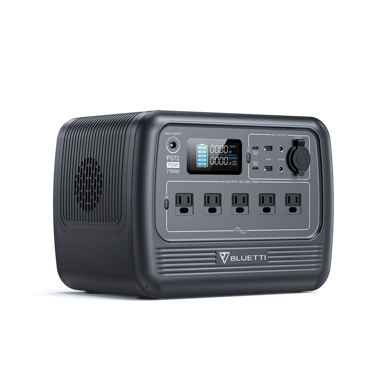BLUETTI Portable Power Station PS72, 716Wh LiFePO4 Battery Backup w/ 5 700W AC Outlets (1,400W Peak), 100W Type-C, Solar Generator for Outdoor Camping, Off-Grid Living, Emergency Backup