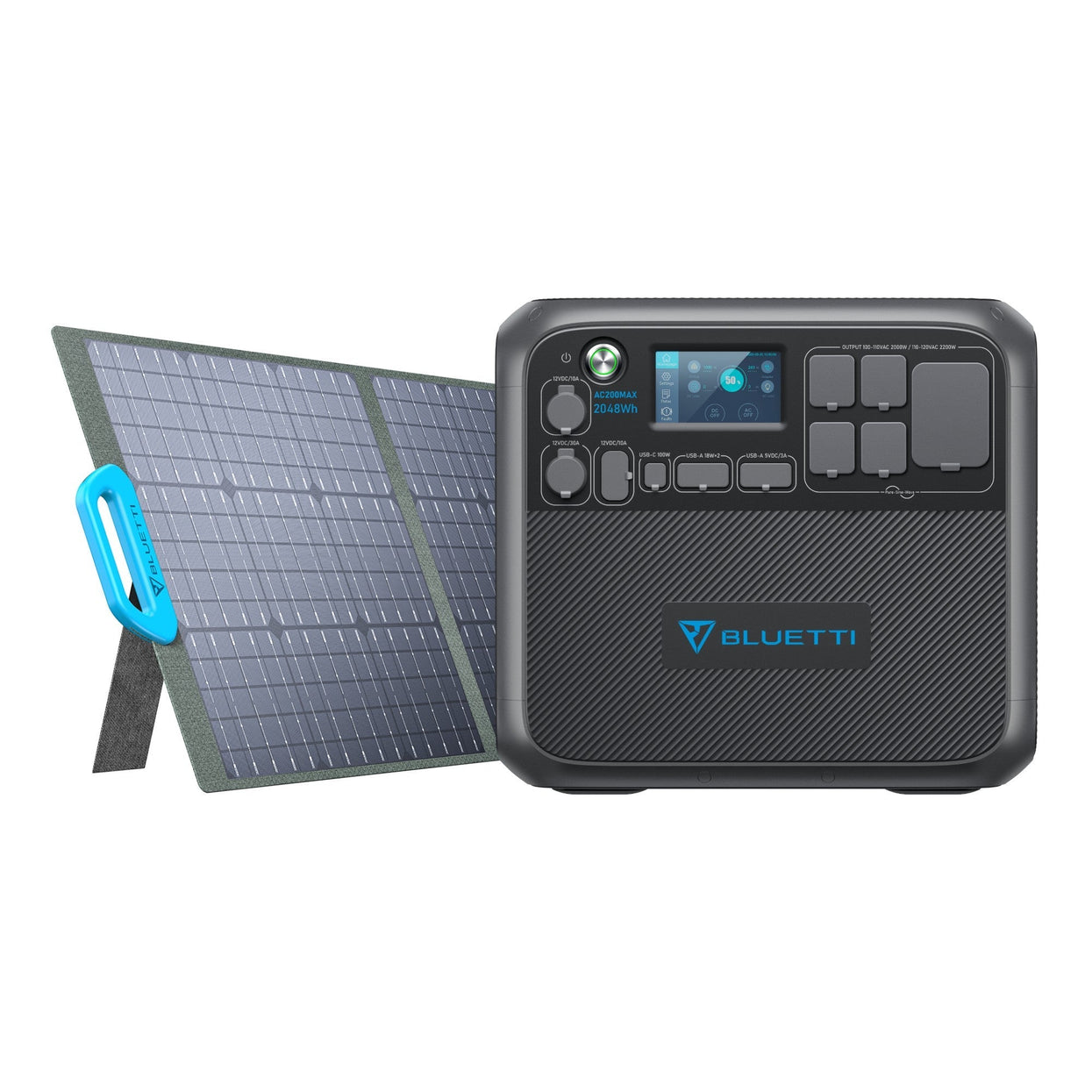 BLUETTI Solar Generator AC200MAX with 200W Solar Panel Included, 2048Wh Portable Power Station w/ 4 2200W AC Outlets, LiFePO4 Battery Pack, Expandable to 8192Wh for Home Backup, RV Camping, Emergency