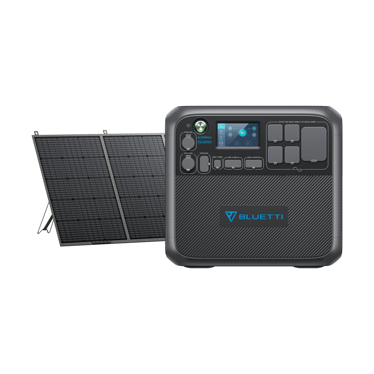 BLUETTI Solar Generator AC200MAX with 420W Solar Panel Included, 2048Wh Portable Power Station w/ 4 2200W AC Outlets, LiFePO4 Battery Pack, Expandable to 8192Wh for Home Backup, Road Trip, Off Grid