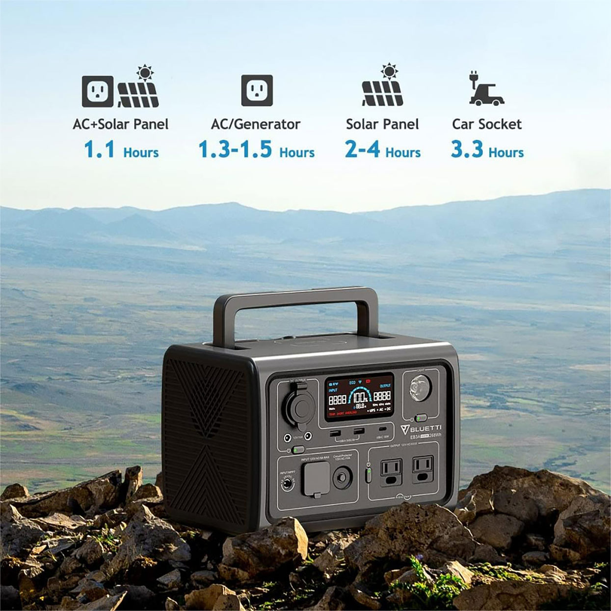 BLUETTI EB3A Portable Power Station | 600W 268Wh +CBAG